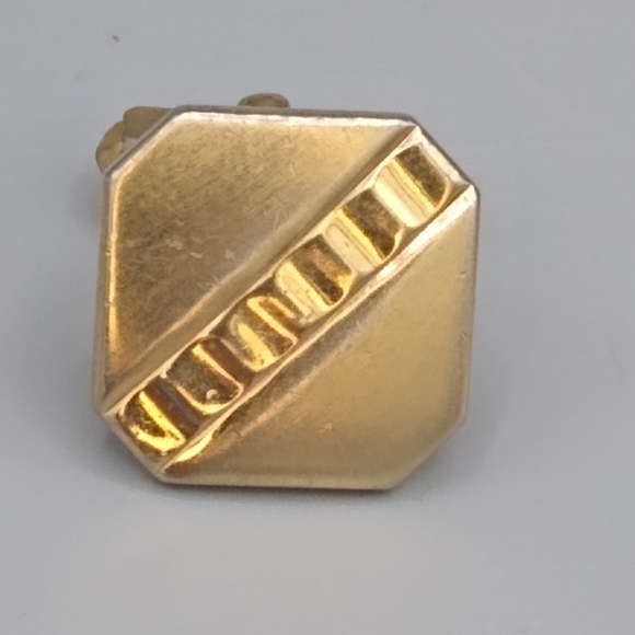 Gold Geometric Pyramid Cuff Links Vintage - Picture 3 of 12